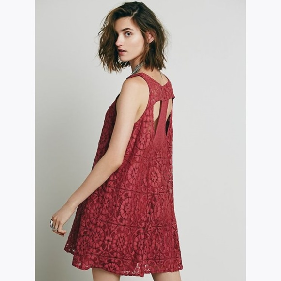 FREE PEOPLE Rose Wallflower Lace Tent Dress sz M - Picture 3 of 8